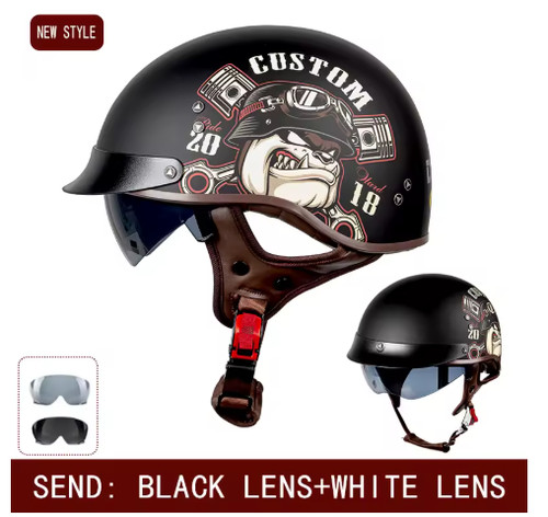 Round open face helmet - face,