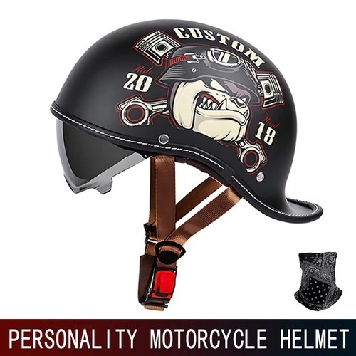 Round open face helmet - face,